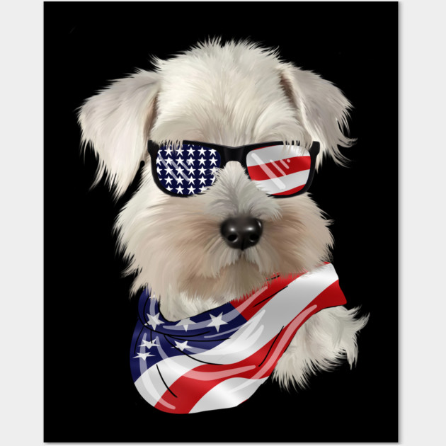 West Highland White Terrier Dog, USA Flag, American Dog Wall Art by logiamerch