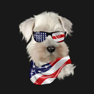West Highland White Terrier Dog, USA Flag, American Dog T-Shirt