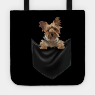 Yorkshire Terrier Dog Inside Pocket, Love Yorkies Tote
