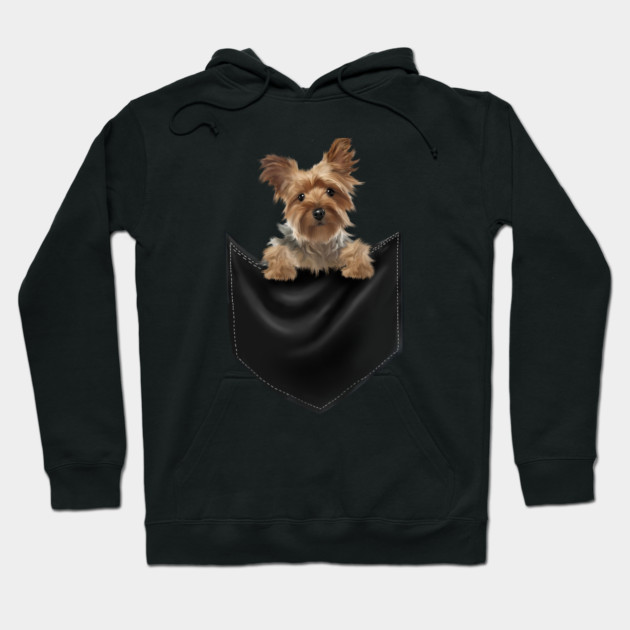 Yorkshire Terrier Dog Inside Pocket, Love Yorkies Hoodie by logiamerch