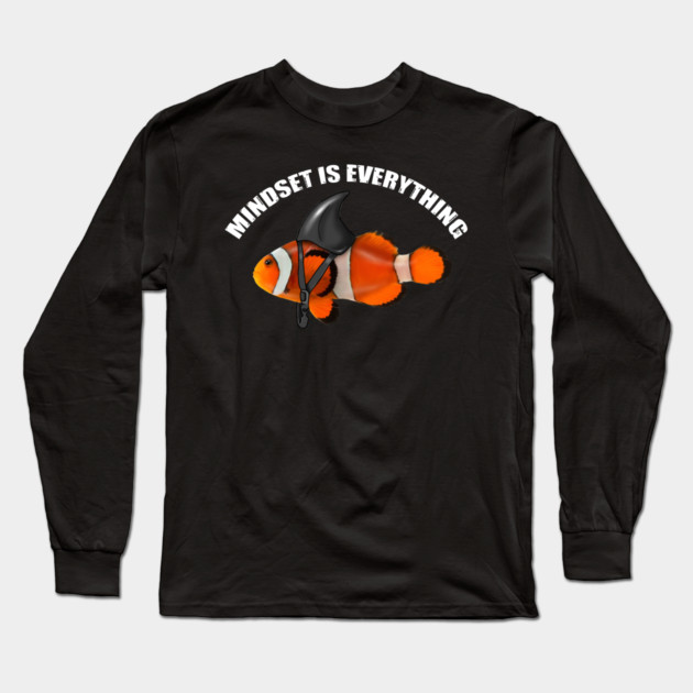 Mindset Motivational quote Cute Goldfish Shar Long Sleeve T-Shirt by logiamerch