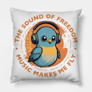 Music Makes Me Fly. Baby Bird Pillow
