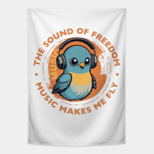 Music Makes Me Fly. Baby Bird Tapestry