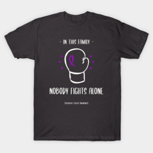 In This Family Nobody Fights Alone. Ulcerative Colitis Awareness T-Shirt