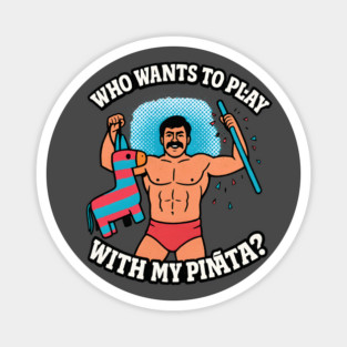 Funny Retro Piñata Muscle Man - Vintage Innuendo Humor with Cheeky Vibes Magnet