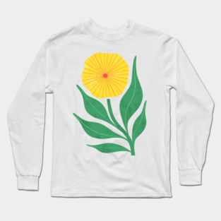 Abstract Yellow Flower Long Sleeve T-Shirt