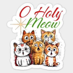 O Holy Meow Christmas Design Sticker