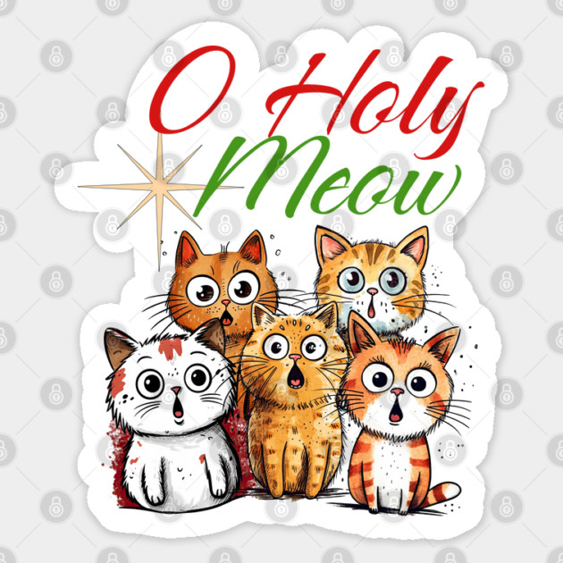 O Holy Meow Christmas Design Sticker by Luxinda
