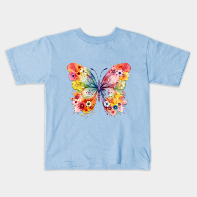 Beautiful Butterfly of Flowers Kids T-Shirt by Luxinda