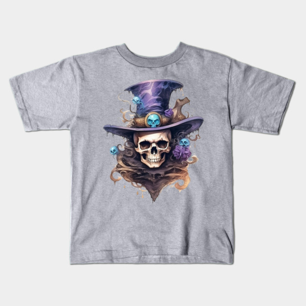 Steampunk Skull Kids T-Shirt by Luxinda