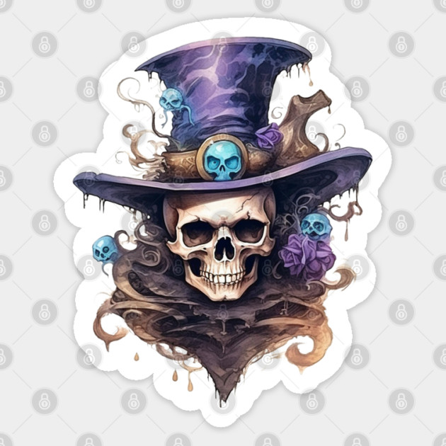 Steampunk Skull Sticker by Luxinda