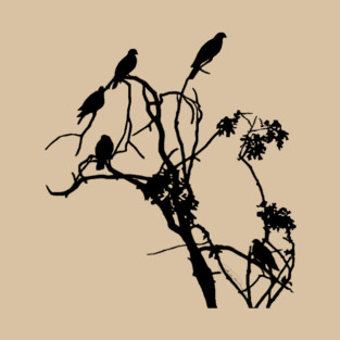 Doves on Branches (black) T-Shirt
