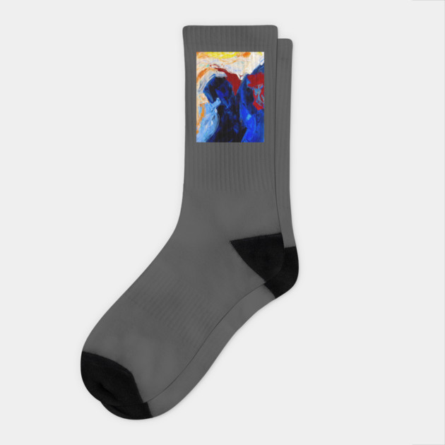 Vibrant  Blue Abtract Painting Socks by DonWillisJrArt