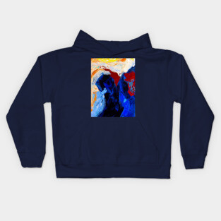 Vibrant  Blue Abtract Painting Kids Hoodie