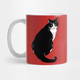 Cute Tuxedo Cat Illustration Mug