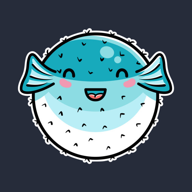 Kawaii Cute Puffer Fish by Fiona Reeves