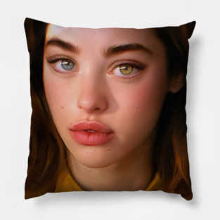 girl with heterochromia art Pillow