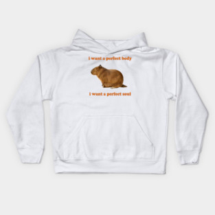 Capybara i want a perfect body i want a perfect soul Shirt, Funny Capybara Meme Kids Hoodie