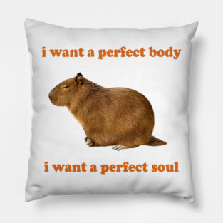 Capybara i want a perfect body i want a perfect soul Shirt, Funny Capybara Meme Pillow