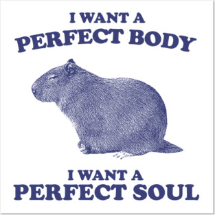 Capybara i want a perfect body i want a perfect soul Shirt, Funny Capybara Meme Posters and Art