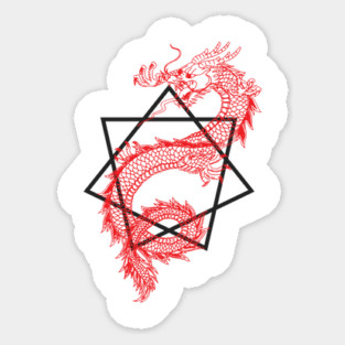 Asian Dragon With Sacred Geometry Heptagram (Seven Sided Star) Design Sticker