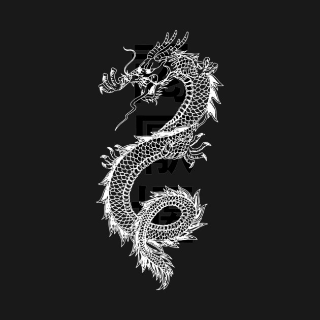 Asian Dragon With Characters Design by Nonstop Shirts