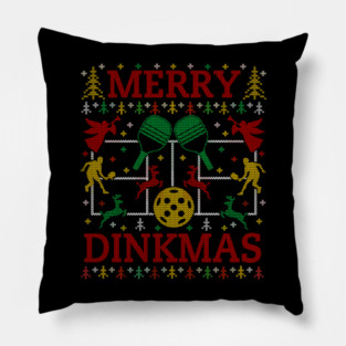 Merry Dinkmas Funny Pickleball Ugly Christmas Sweater Party Pickleball Christmas Gifts Pillow