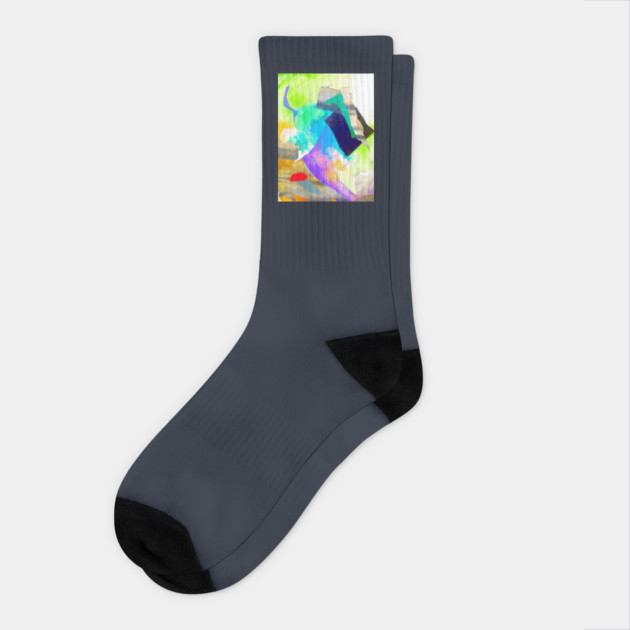 Vibrant Abstract Mixed Media Collage Painting Socks by DonWillisJrArt