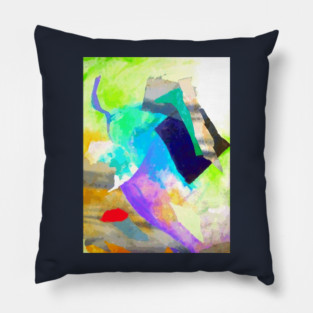 Vibrant Abstract Mixed Media Collage Painting Pillow