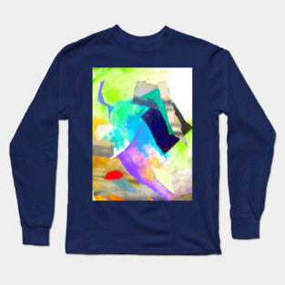 Vibrant Abstract Mixed Media Collage Painting Long Sleeve T-Shirt