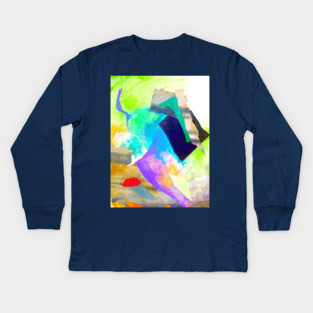 Vibrant Abstract Mixed Media Collage Painting Kids Long Sleeve T-Shirt