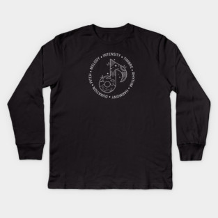 Music Is Life. Note Elements (Dark) Kids Long Sleeve T-Shirt