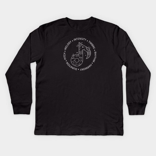 Music Is Life. Note Elements (Dark) Kids Long Sleeve T-Shirt by filiposwear