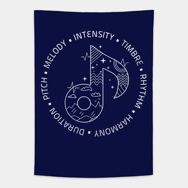Music Is Life. Note Elements (Dark) Tapestry by filiposwear