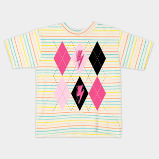 Preppy Pink Argyle Kids T-Shirt
