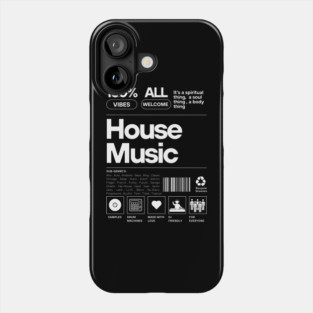 HOUSE MUSIC - Product Label (white) Phone Case