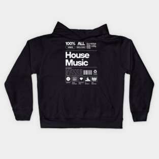 HOUSE MUSIC - Product Label (white) Kids Hoodie