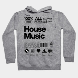 HOUSE MUSIC - Product Label (Black) Hoodie