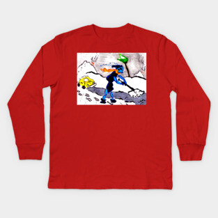 Alien Ant Shovels Snow Kids Long Sleeve T-Shirt