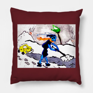 Alien Ant Shovels Snow Pillow