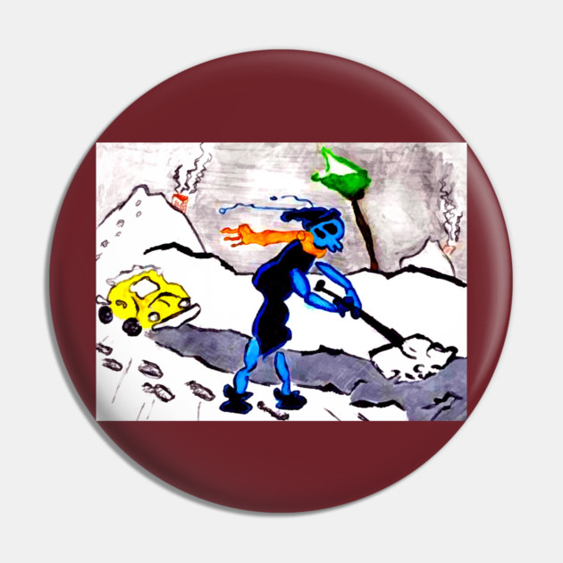 Alien Ant Shovels Snow Pin by DonWillisJrArt