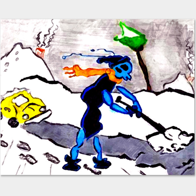 Alien Ant Shovels Snow Wall Art by DonWillisJrArt