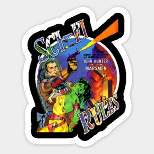 Vintage Sci-Fi Rules Tee Sticker
