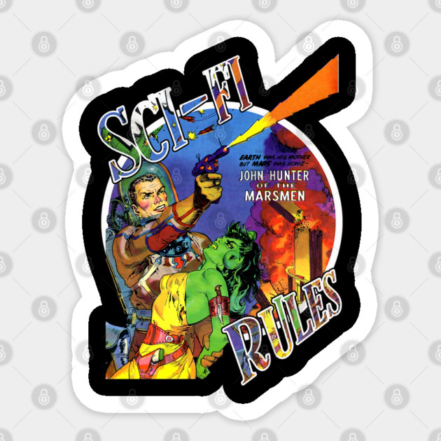 Vintage Sci-Fi Rules Tee Sticker by Joaddo