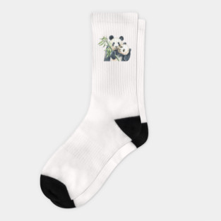 Watercolor Panda Mom and Cub Socks