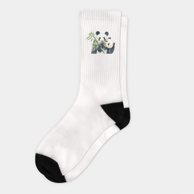 Watercolor Panda Mom and Cub Socks by HolidayBug