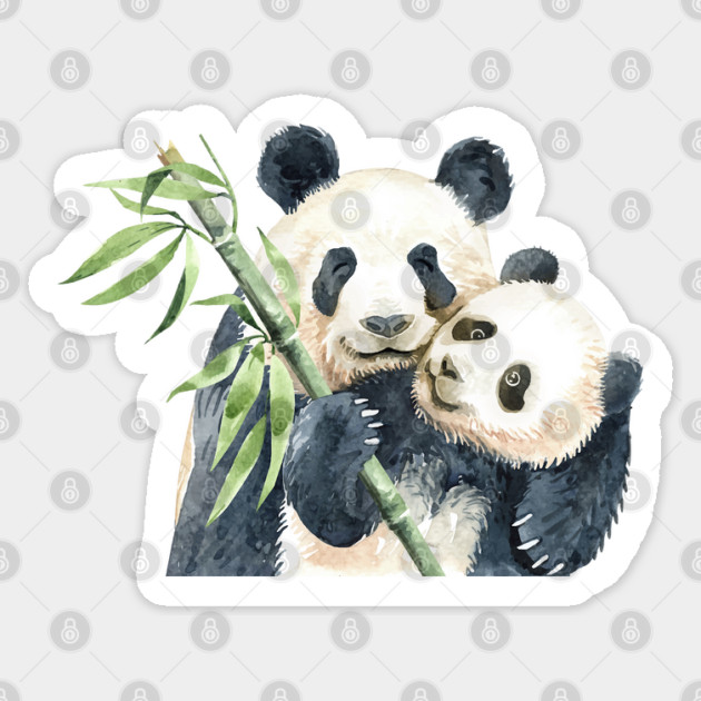 Watercolor Panda Mom and Cub Sticker by HolidayBug