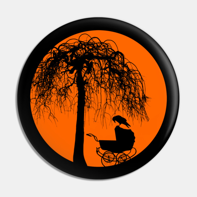 Horror-Loving Mom Baby Carriage with Raven Pin by HolidayBug