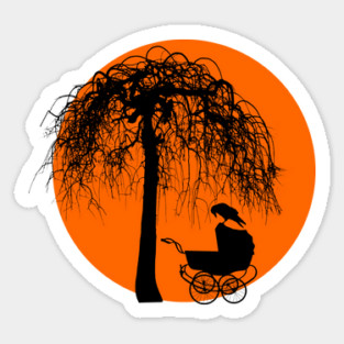 Horror-Loving Mom Baby Carriage with Raven Sticker