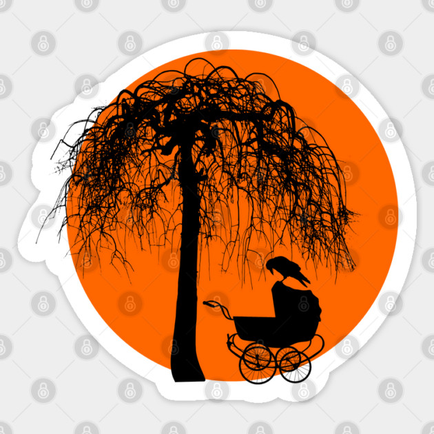 Horror-Loving Mom Baby Carriage with Raven Sticker by HolidayBug